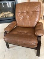 Vintage Ulferts lederen design fauteuil, Huis en Inrichting, Fauteuils, Ophalen, Gebruikt, Minder dan 75 cm, 75 tot 100 cm