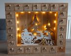 Houten adventskalender led kerstman arreslee 24 vakjes, Diversen, Kerst, Ophalen of Verzenden, Zo goed als nieuw