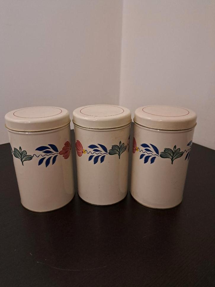 Set van 3 Boerenbont Voorraadblikken – Boch – Decor Original, Verzamelen, Blikken, Gebruikt, Koffie, Overige merken, Ophalen of Verzenden