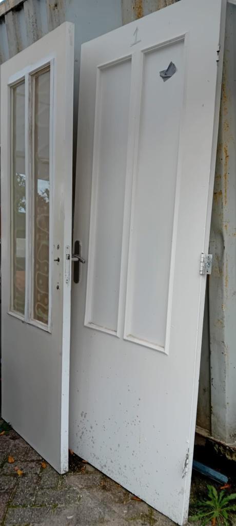 Hard houten paneeldeur(en), Doe-het-zelf en Verbouw, Deuren en Horren, Gebruikt, Binnendeur, 200 tot 215 cm, 80 tot 100 cm, Glas