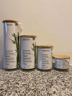 Brabantia glazen voorraadpot met bamboe deksel, Ophalen of Verzenden, Zo goed als nieuw, Glas, Pot, Bus of Blik