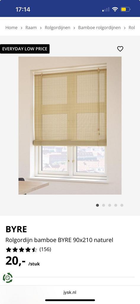 Bamboe rolgordijn 90 x 210, nieuw van Jysk, Huis en Inrichting, Stoffering | Gordijnen en Lamellen, Nieuw, 50 tot 100 cm, Ophalen of Verzenden