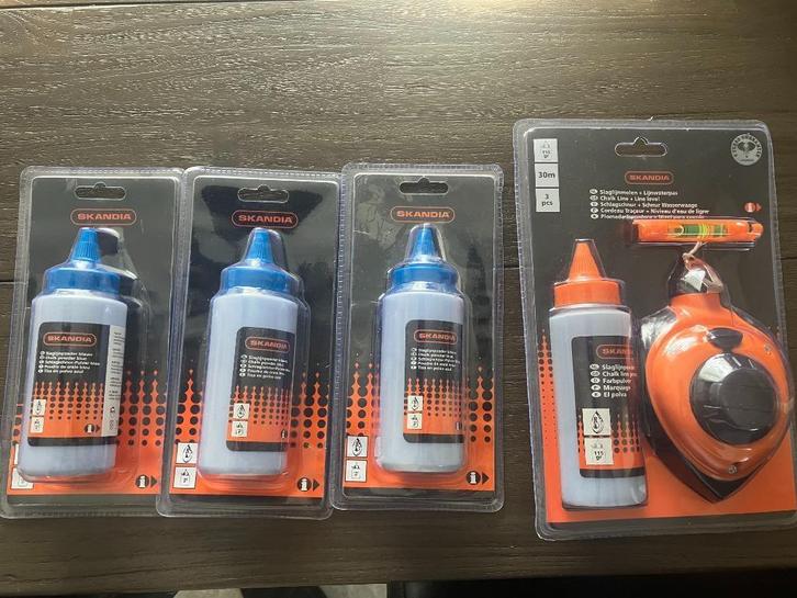 Nieuw slaglijnmolen + poeder + waterpas, Doe-het-zelf en Verbouw, Gereedschap | Handgereedschap, Nieuw, Ophalen