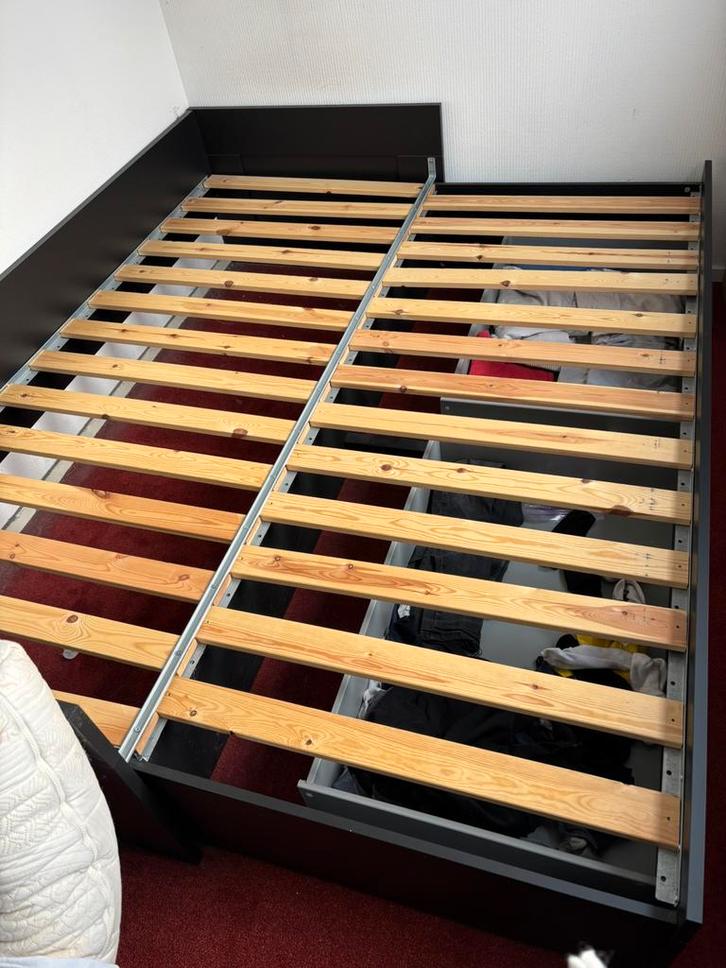 Uitschuifbaar bed Ikea Brimnes zwart in heel goede staat, Huis en Inrichting, Slaapkamer | Bedden, Gebruikt, Eenpersoons, 80 cm