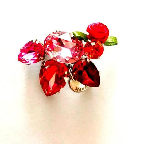 Marc Cain Royale sprankelende broche glas kristal Roos, Sieraden, Tassen en Uiterlijk, Broches, Zo goed als nieuw, Verzenden