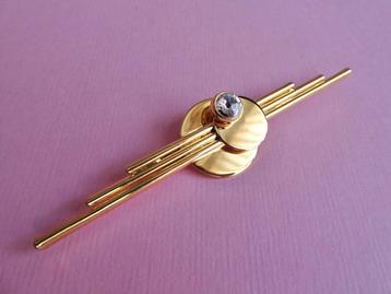jwg Vintage 80s Memphis Art Deco design broche goud kl steen beschikbaar voor biedingen