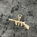 14k gouden uzi kettinghanger pistool geweer hanger, Ophalen of Verzenden, Nieuw, Goud, Kruis of Symbool