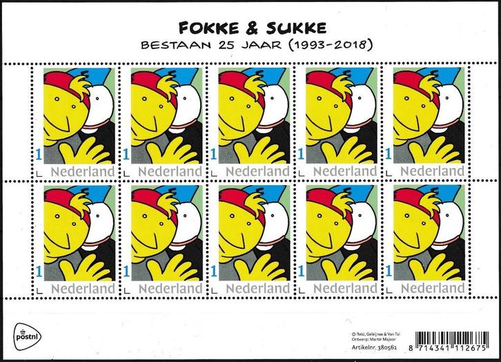 Nederland NVPH nr V3642 postfris Fokke en Sukke 2018, Postzegels en Munten, Postzegels | Nederland, Postfris, Na 1940, Verzenden