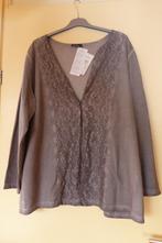 Nieuw taupe jasje met kantinzet merk Ulla Popken maat 50 52, Beige, Nieuw, Ulla Popken, Ophalen of Verzenden