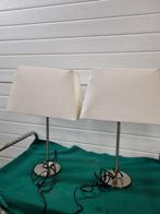 tafellampen chroom met schakelaar en witte kap, Huis en Inrichting, Lampen | Tafellampen, Ophalen of Verzenden