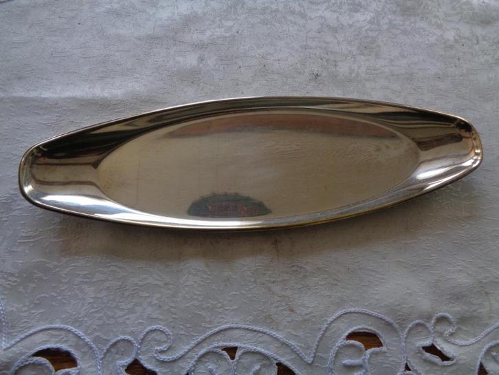 32 cm lange ovale verzilverde schaal 10 cm breed gero, Antiek en Kunst, Antiek | Schalen, Ophalen of Verzenden