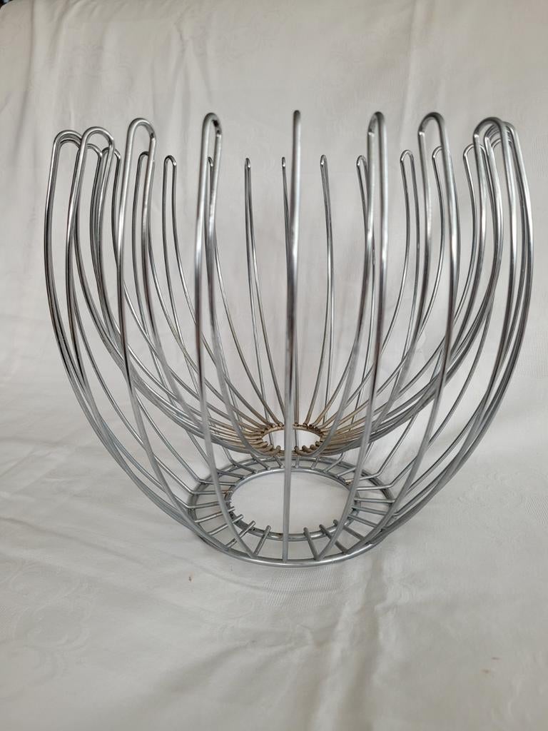 Vintage Chromen Fruitmand - Draadstaal Design, Overige materialen, Gebruikt, Mand, Rond