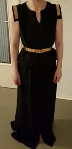 Zwarte Peplum jurk met Split en Goudkleurige details, Maat 42/44 (L), Ophalen of Verzenden, Galajurk, Zo goed als nieuw