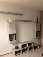 Betonlook eettafel + 4 stoelen & TV meubel (zonder deuren), Huis en Inrichting, Ophalen, Gebruikt, Vier, Stof