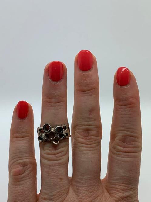 V917 Prachtige zilveren brutalist ring maat 16,5, Sieraden, Tassen en Uiterlijk, Ringen, Dame, Kleiner dan 17, Zilver, Zilver