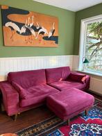 Nous living model Torino Whekamp rood fluwelen bank, Ophalen, Driepersoons, 75 tot 100 cm, Rechte bank