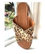 RIVER ISLAND panterprint leren slippers NIEUWSTAAT chcs 40, Slippers, Bruin, River Island, Ophalen of Verzenden