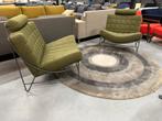 2 Leolux Volare Fauteuils groen stof, Leolux, Nieuw, 75 tot 100 cm, Ophalen of Verzenden