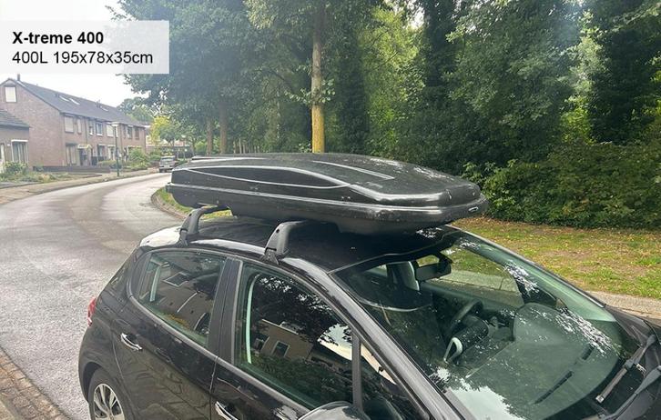 Te huur: X-treme 400L 195x78x35cm dakkoffer, Auto diversen, Dakkoffers, Zo goed als nieuw, Ophalen