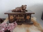 Engelse Bulldog beeldje op urn als set handgemaakt te koop, Ophalen of Verzenden, Nieuw