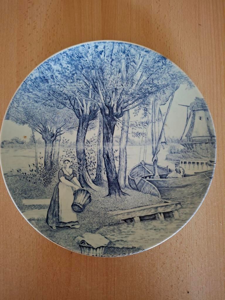 Delfts Blauw Wandbord - Boerenlandschap, Ophalen of Verzenden