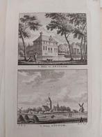 1-2 / Huist te Swichem en Dorp Goutum Gravure uit 1790, Antiek en Kunst, Ophalen of Verzenden