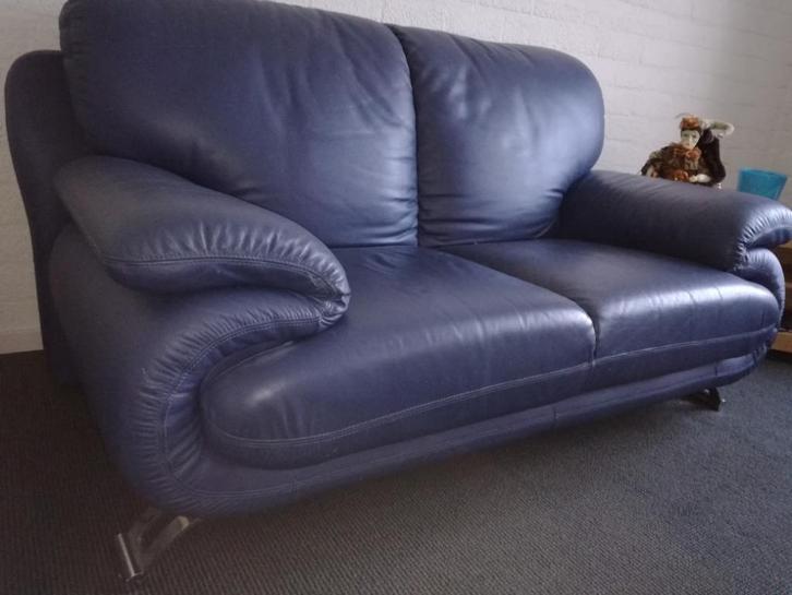 bank leer, Huis en Inrichting, Banken | Bankstellen, Gebruikt, Rechte bank, Tweepersoons, 150 tot 200 cm, 75 tot 100 cm, Leer