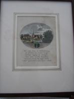 gravure 18e eeuw van dorp Maasland, handgekleurd, ingelijst, Ophalen of Verzenden