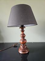 Vintage Massive houten lampvoet / tafellamp met zwarte kap, Ophalen of Verzenden, Gebruikt, Hout, Minder dan 50 cm