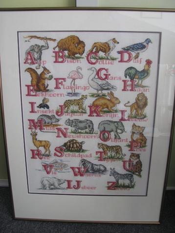 Het ABC * wie kent 't nog * dieren & vogels * borduur werk * beschikbaar voor biedingen