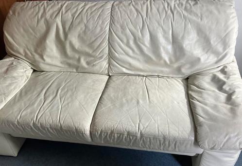 Tweezitsbank leer, Huis en Inrichting, Banken | Bankstellen, Gebruikt, Rechte bank, Tweepersoons, 150 tot 200 cm, 75 tot 100 cm