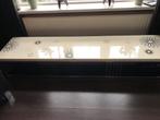 Marmeren sidetable, Huis en Inrichting, Tafels | Sidetables, Ophalen, Gebruikt, 200 cm of meer, Glas