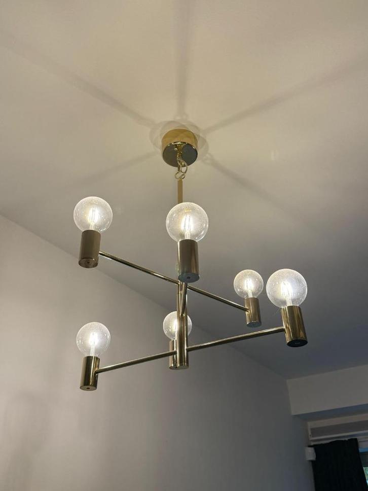 MarkslöjdnHanglamp – Messing / Goud, Huis en Inrichting, Lampen | Hanglampen, Zo goed als nieuw, Minder dan 50 cm, Glas, Ophalen