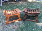 Houten Krukjes - Set van 2 retro vintage, Ophalen, Gebruikt, Twee, Bruin