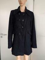 D1046 MEXX mt. 40=M lange wollen jas winter winterjas zwart