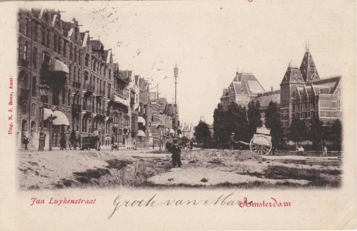 AMSTERDAM, Jan Luykenstraat (bouw), ca. 1900, Verzamelen, Ansichtkaarten | Nederland, Gelopen, Noord-Holland, Voor 1920, Ophalen of Verzenden