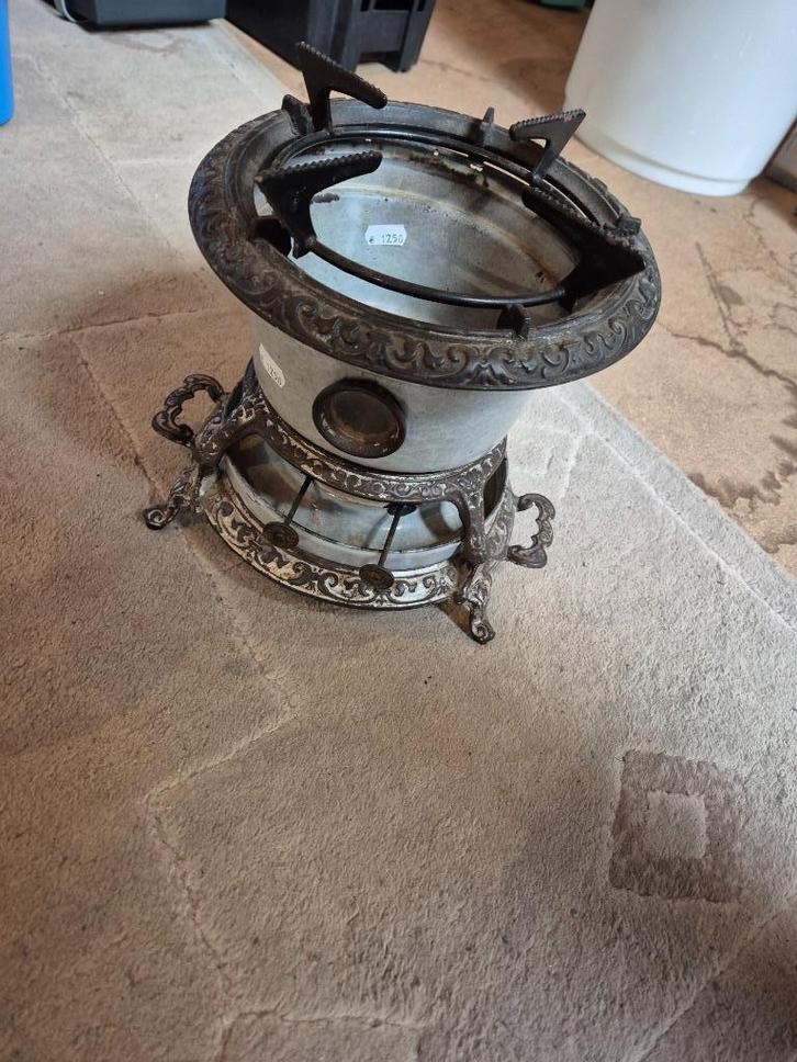 oud petroleum stel olie stel 2 pits zie foto, Antiek en Kunst, Antiek | Emaille, Ophalen of Verzenden