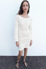 Dames Zara tricot mini jurk van katoen wit wol trui maat S, Ophalen of Verzenden, Zo goed als nieuw, Maat 36 (S), Boven de knie
