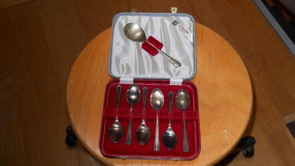 Jaren 50 Engelse (epn)  zilver, koffie/thee lepels, Ophalen of Verzenden, Huis en Inrichting