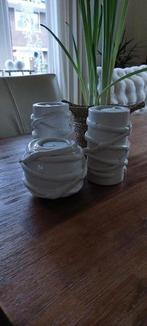 3 witte gedraaide waxinelichthouders., Ophalen of Verzenden, Zo goed als nieuw, Overige materialen, Minder dan 25 cm