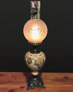 brocante olielamp tafellamp antiek koper brons, Ophalen of Verzenden
