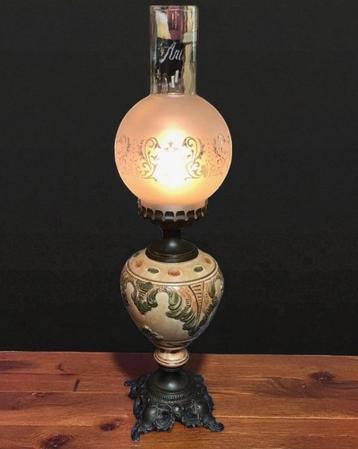  brocante olielamp tafellamp antiek koper brons  beschikbaar voor biedingen