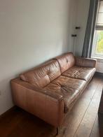 Cognac leren 2-zitsbank merk DYYK, Ophalen, Gebruikt, Tweepersoons, Rechte bank