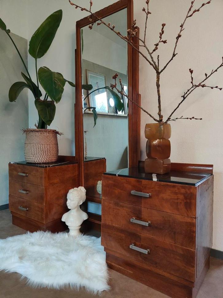 Art Deco nachtkastjes kaptafel, Antiek en Kunst, Antiek | Meubels | Kasten, Ophalen