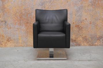 ZGANieuw zwarte leren Jori Kubolo design draaifauteuil beschikbaar voor biedingen