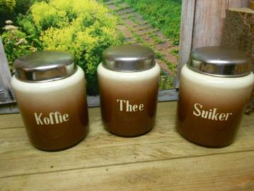 emaille voorraadbussen koffie thee suiker beschuit div kleur beschikbaar voor biedingen