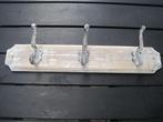 Brocante kapstokje met 3 ijzeren haken ruw wit, Ophalen, Metaal, Wandkapstok, Minder dan 100 cm