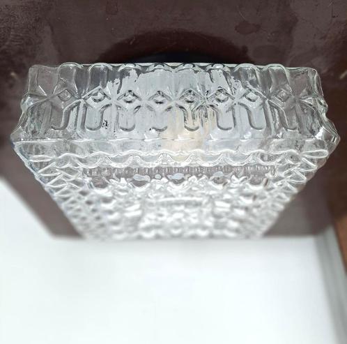 vintage glazen plafonniere retro design jaren 50,60 persglas, Huis en Inrichting, Lampen | Plafondlampen, Zo goed als nieuw, Glas
