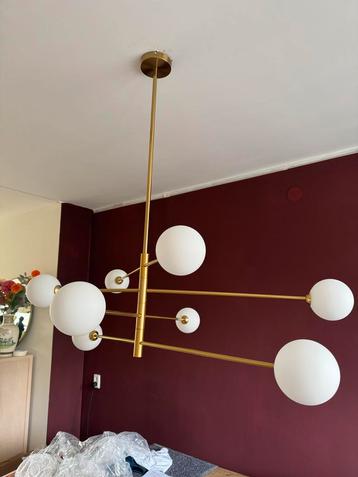 Gouden lamp met witte bollen - nieuw in doos! beschikbaar voor biedingen