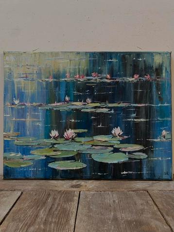 Waterlelies olieverf schilderij beschikbaar voor biedingen